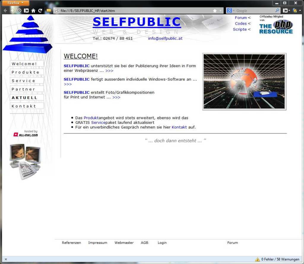 selfpublic.at im Oktober 2002
