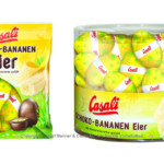 Die 6 Stück Packung Schokolade-Eier mit Bananencreme gefüllt und die 80 Stück Schokolade-Eier mit Bananencreme gefüllt | Copyright © Josef Manner & Comp AG. Alle Rechte vorbehalten.